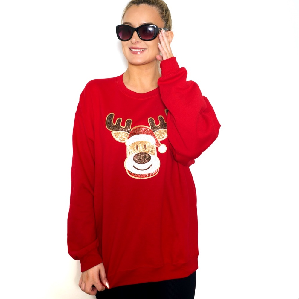 NWT Reindeer SequinCrewneck